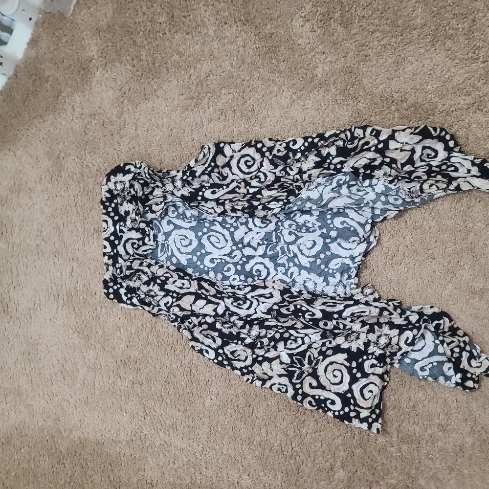 Black and Cream Floral Vest